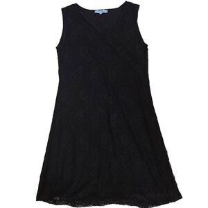 T. Bleu Womens Sleeveless Floral Lace Overlay Dress Black Size Large